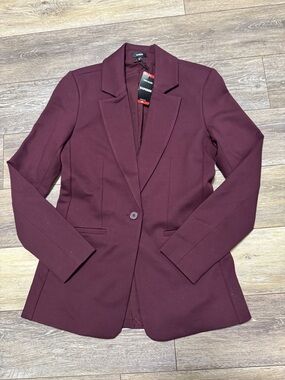 Express Women's Burgundy Single-Button Blazer